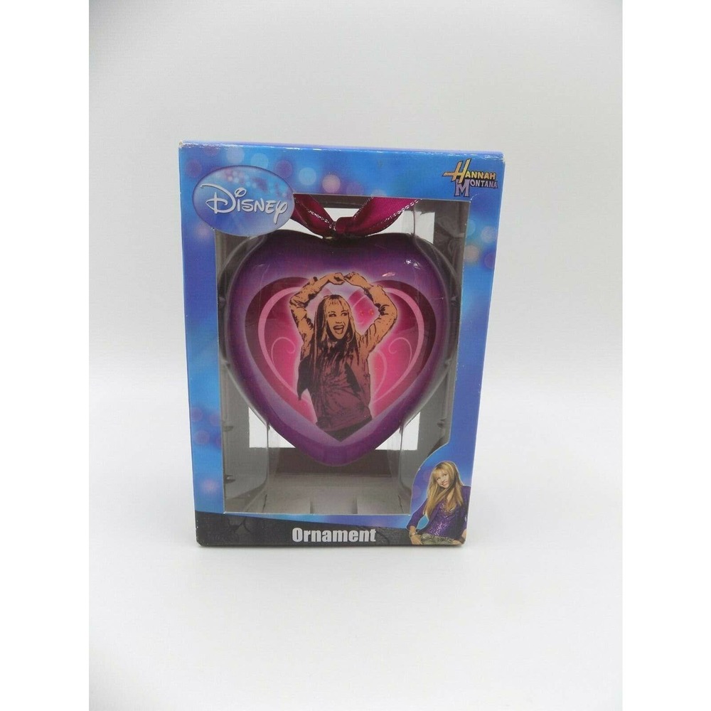 Disney Hannah Montana Heart Holiday Ornament Purple Pink Miley Cyrus‎ Boxed